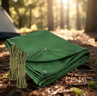 Bâche en toile enduite de cire, résistante, imperméable, résistante aux UV, avec œillets antirouille pour camion, tente, toit, camping et usage industriel