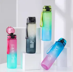 Nuova tendenza 32oz/1000ml bottiglia di plastica senza BPA con LOGO personalizzato motivazionale Tritan 1L sport borraccia con indicatore del tempo