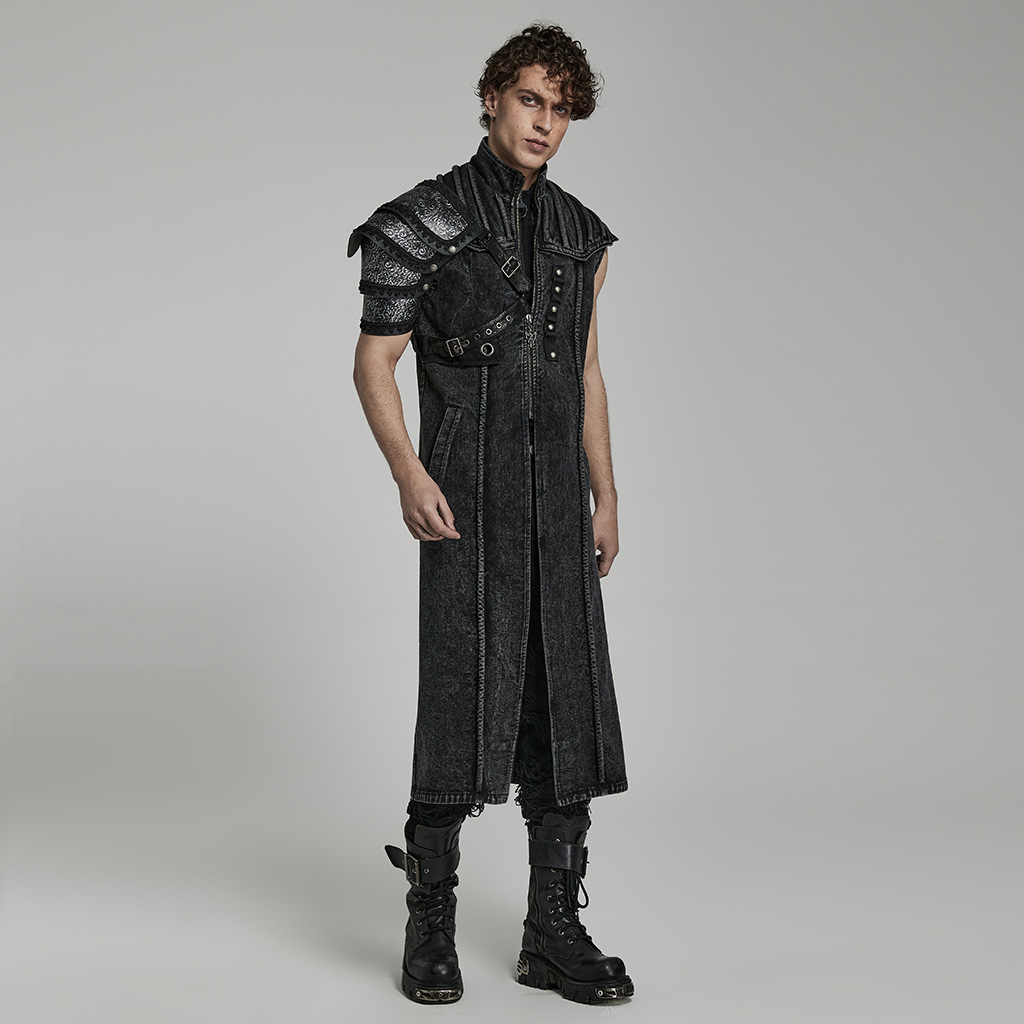 Punk Rave WS-553BDM Man Fashion Accessory Faux Leather Goth man shoulder armor black harness