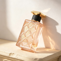 Flacon de parfum vide de 100 ml, verre champagne, finition nacrée scintillante avec couvercle doré à facettes, livraison directe d'usine