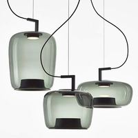 Lustre rond en verre LED moderne nordique, lampe de décoration créative pour la maison, le bureau, le restaurant, avec hauteur réglable, tailles moyennes