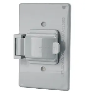 Interruptor de pared para superficie exterior, accesorio sencillo y gris de EE. UU., 1 salida, protección de enchufe, cubierta de enchufe impermeable