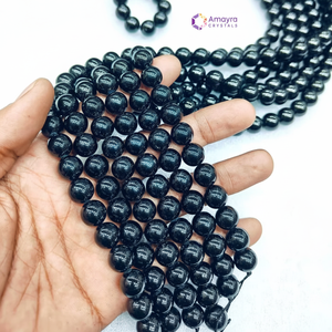 Venta al por mayor de cuentas de turmalina negra de 12mm, cuentas de ágata de piedra Natural para curación, comprar en línea de Amayra Crystals Exports India - Product Image 1