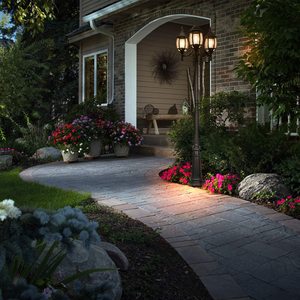 Lampadaire de jardin extérieur en laiton avec abat-jour en verre, luminaire détachable, capteur de mouvement LED, lumière blanc chaud 2700K, AC 220V, IP66 - Product Image 6