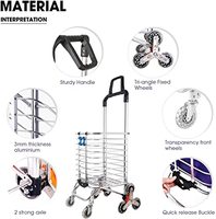 Caddies pliables pour épicerie chariot à main Portable d'escalade d'escalier avec panier chariot à linge utilitaire avec 8 roues