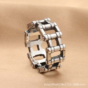 Men's <b>Titanium</b> Steel Motorcycle <b>Chain</b> Ring Retro Punk Style Silver Color Jewelry Gift - Product Image 2