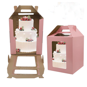 Contenitore per dolci monouso di grandi dimensioni <span class=keywords><strong>in</strong></span> <span class=keywords><strong>cartone</strong></span> ondulato spesso con 4 finestre per matrimonio e compleanno rosa - Product Image 1