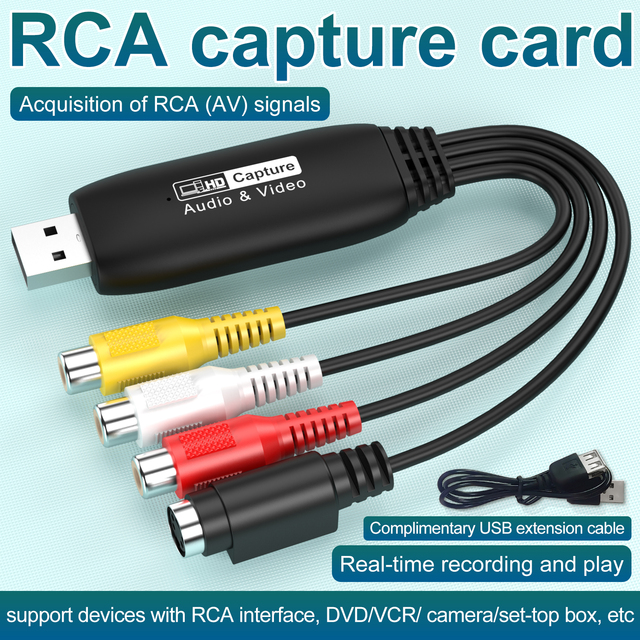 USB 2.0 Audio/Video Capture Card Kit, AV RCA & S-Video to USB Adapter with Software CD for VHS/DVD Digitizing