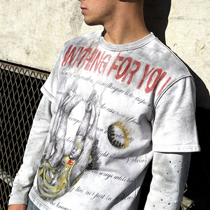 T-shirt a Maniche Lunghe Oversize in Cotone 360gsm con Stampa <span class=keywords><strong>Grafica</strong></span> Vintage Personalizzata DTG, Vestibilità Ampia, Doppio Strato, per Uomo - Product Image 2