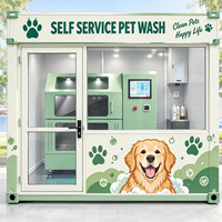 Kiosque de lavage pour animaux de compagnie en plein air personnalisé, station de lavage pour chiens en libre-service, cabine commerciale modulaire avec système de paiement automatique et sécheuse intégrée