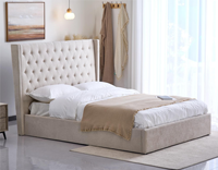 Lit double en velours au design moderne et minimaliste, taille King ou Queen, avec rangement, meubles de chambre à coucher