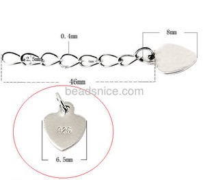 Beadsnice 925 Sterling Silver <strong>Necklace</strong> Bracelet Chain <strong>Extender</strong> with the heart charm pendent ID 27515 - Product Image 3
