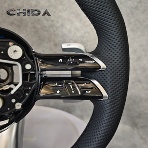 พวงมาลัยหนังสีดำสำหรับรถยนต์เมอร์เซเดส-เบนซ์ รุ่น W203 W204 W205 W211 W212 W213 Gle W167 W218 W221 C63 GLC GLE <span class=keywords><strong>CLA</strong></span> - Product Image 4