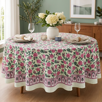 Nappe ronde florale faite à la main personnalisable 100% coton imprimé style moderne lavable pour fêtes et décoration de table