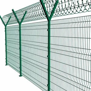 6x6 Reinforcing 3D Curvy Pvc Coated Welded Wire Mesh Fencing Metal Security Fence Panels For Airport