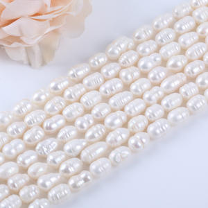 Promotion de perles d'eau douce blanches en forme de riz filetées de 8-9 mm, naturelles, pour collier et bracelet DIY, vente en gros de Zhuji - Product Image 4