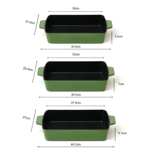 Plat à rôtir <span class=keywords><strong>en</strong></span> <span class=keywords><strong>fonte</strong></span> émaillée, plaque de cuisson certifiée CE, compatible four et cuisinière à gaz, plat rectangulaire pour cuisinière à gaz - Product Image 2