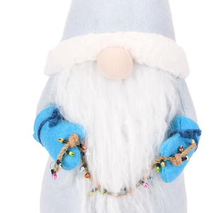 Ice Blue Hat Christmas Gnome Plush Doll Holding String <b>Light</b> Garland <b>Branch</b> for Winter Wonderland Window Decor Bulk - Product Image 3