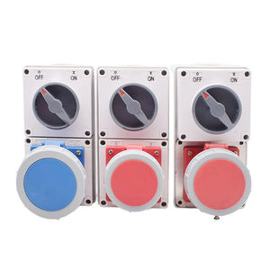 Interrupteur-<span class=keywords><strong>prise</strong></span> combiné <span class=keywords><strong>de</strong></span> qualité industrielle, étanche à la poussière, à l'eau et à la pluie, indice <span class=keywords><strong>de</strong></span> protection IP67, <span class=keywords><strong>32A</strong></span> 250V, <span class=keywords><strong>triphasé</strong></span> 380V, avec matériau PC - Product Image 1