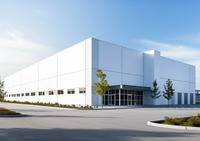 Almacén prefabricado, planta de taller, hangar, cobertizo, construcción, materiales metálicos industriales, estructura de acero, edificio