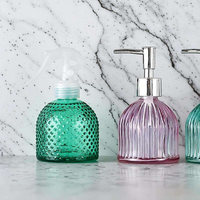 Flacon de shampoing rechargeable de 220 ml, distributeur de savon pour les mains en verre et distributeur de mousse avec pompe dorée et argentée