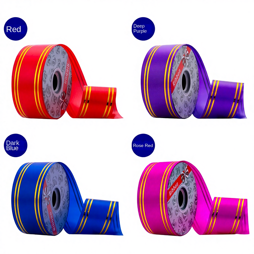 Xianghui Plastic 4.8cm 100 Yards Large Roll Ribbon Phnom Penh Printed Festive Atmosphere Gift Packaging for Wedding Celebration
