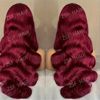 Perruque Cheveux Humains Bouclés Fumi Bourgogne 99J de 30-40 Pouces, Perruques Sans Colle avec Dentelle Transparente HD 13x6, 100% Cheveux Humains pour Femmes Noires