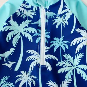 Nuevo traje de baño de verano para <span class=keywords><strong>niño</strong></span>, estampado de dibujos animados, de manga larga, con media cremallera, de una pieza, con gorro, conjunto de dos piezas para bebé - Product Image 6
