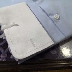 Camicia da Uomo Primaverile Nuova Slim Fit in Filato Tinto Stile Formale a Maniche Lunghe <span class=keywords><strong>con</strong></span> Colletto Eaton Autentico e <span class=keywords><strong>Gemelli</strong></span> alla Francese - Prezzo Speciale - Product Image 4