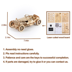 Jouets en bois 3D à assembler Robotime Rokr certifiés CPC, ensemble cadeau MC401, puzzles de voitures de <span class=keywords><strong>Grand</strong></span> <span class=keywords><strong>Prix</strong></span> V8 pour adultes - Product Image 4
