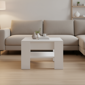 Mesa de Centro de Madera Sintética Blanca con Almacenamiento, Diseño Moderno y Minimalista, Muebles para Sala de Estar - Product Image 2