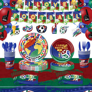 Ensemble de vaisselle jetable sur le thème de la Coupe du Monde de football 2026, idéal pour les clubs de supporters, les fêtes de football et la décoration de <span class=keywords><strong>table</strong></span>. - Product Image 2