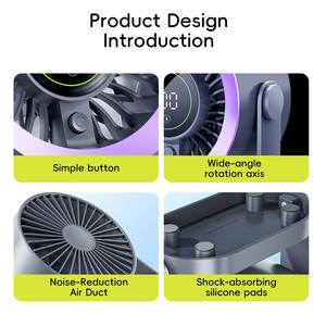 مروحة مكتبية بسبع شفرات مع شاشة لمس رقمية وتصميم مروحة صغيرة بمنفذ <span class=keywords><strong>USB</strong></span>، مثالية لتبريد الأجواء الحارة في الصيف - Product Image 5