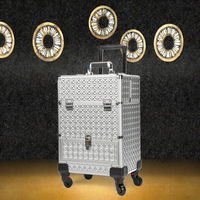 Trousse de Maquillage Professionnelle à Grande Capacité en PU avec Fermeture Éclair, Boîte de Rangement pour Artistes, Valise à Maquillage à Roulettes, Ensemble Complet pour Professionnels