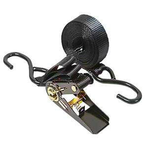 Black Truck Outdoor Motorcycle Kayak S Hook Cargo Lashing Belt Polyester Ratchet Buckle Tie down Straps - Product Image 1