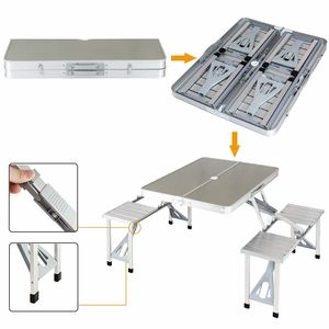 Commercio all'ingrosso luce pieghevole in alluminio pieghevole valigia <span class=keywords><strong>campeggio</strong></span> Picnic caffè da pranzo giardino spiaggia prato <span class=keywords><strong>tavolo</strong></span> con sedie - Product Image 3
