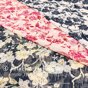 Tela de Hilo Mezclado con Lurex Metálico, Estampado de Camelia Entrelazada Estilo Tinta de Agua, Antiarrugas, Suave y Transpirable para Ropa de Mujer - Product Image 4