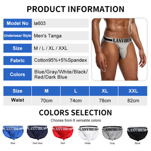 Customized <strong>Men's</strong> Mid-Rise Cotton Spandex Breathable Underwear Eco-Friendly Fabric Soft Comfortable <strong>Mens</strong> <strong>Tanga</strong> - Product Image 3