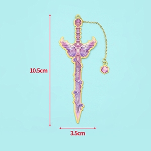 Marque-page en laiton fantaisie en métal, imprimé UV, émail souple, motif épée éternelle, pour cadeau esthétique, culturel et créatif, vente en gros - Product Image 3