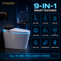 Meilleures ventes : WC intelligent électrique à chasse automatique, à poser au sol, avec siphon en P allongé et capteur de pied inclus