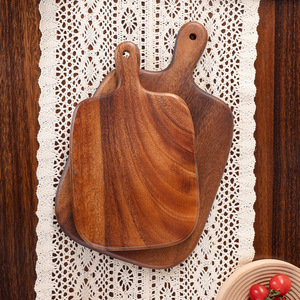 Assiette à dîner carrée en bois de noyer massif <span class=keywords><strong>planche</strong></span> à découper avec poignée passe au lave-vaisselle 1.3cm d'épaisseur multi-usage pour le pain au fromage et le steak - Product Image 4