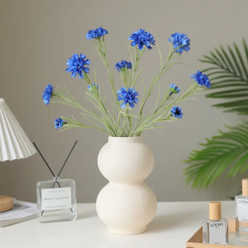 Cross Border Nordic 3-Head Wind Cornflower Silk Flower Outdoor Christmas Halloween Graduation Decor Simulated Single Cornflower