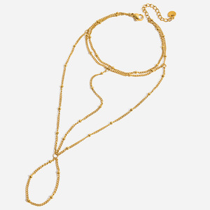 Bracelet en acier inoxydable à double couche avec pampille en maille et design géométrique, bijoux unisexe JDB0307016 - Product Image 1