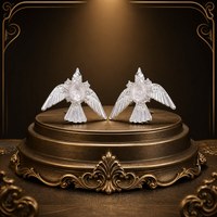 Boucles d'oreilles clous colombe plaqué argent incrustées de cristal blanc, bijoux d'oreille vintage en forme d'animal pour femme, base en cuivre