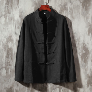 เสื้อเชิ้ตผ้าลินินผสมฝ้ายสไตล์<span class=keywords><strong>จีน</strong></span>โบราณสำหรับผู้<span class=keywords><strong>ชาย</strong></span> แขนยาว <span class=keywords><strong>คอ</strong></span>ปกตั้ง ติดกระดุม  แบบชุดถัง  สำหรับฤดูใบไม้ผลิและฤดูใบไม้ร่วง - Product Image 2