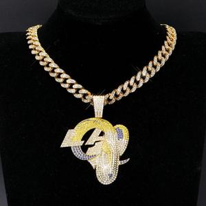 Juego de Joyería con Collares de Cadena Cubana con Logotipo de los Houston Texans, 32 Equipos, con Dijes de Diamantes de Imitación Brillantes, Estilo Hip-Hop - Product Image 5