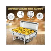Luxe cartoonpatroon 8QT roestvrijstalen chafing dish buffetset voor commercieel gebruik in restaurants en catering.