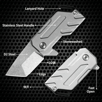 Couteau pliant de poche EDC, lame en acier D2, manche en acier inoxydable, mini couteau pliant portable pour le camping, la survie et les activités de plein air