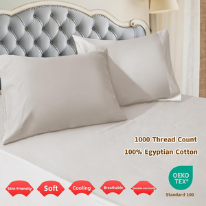 Ensemble de literie en coton égyptien 1000TC personnalisable <span class=keywords><strong>housse</strong></span> de couette tissée en lin respirant pour la maison et l'hôtel avec broderie luxe haut de gamme - Product Image 4
