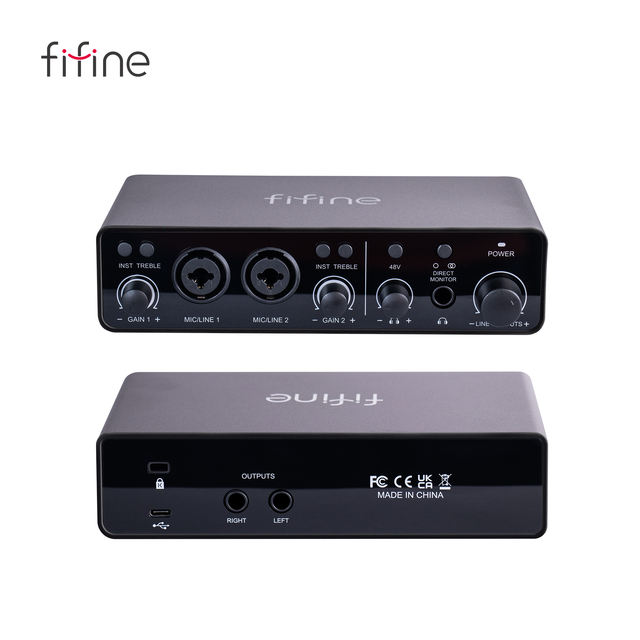Fifine Amplitank Ampli3 24Bit 192KHz USB Audio Interface 2 in 2 Out Podcast Equipment Sound Card for Recording Studio with OTG
